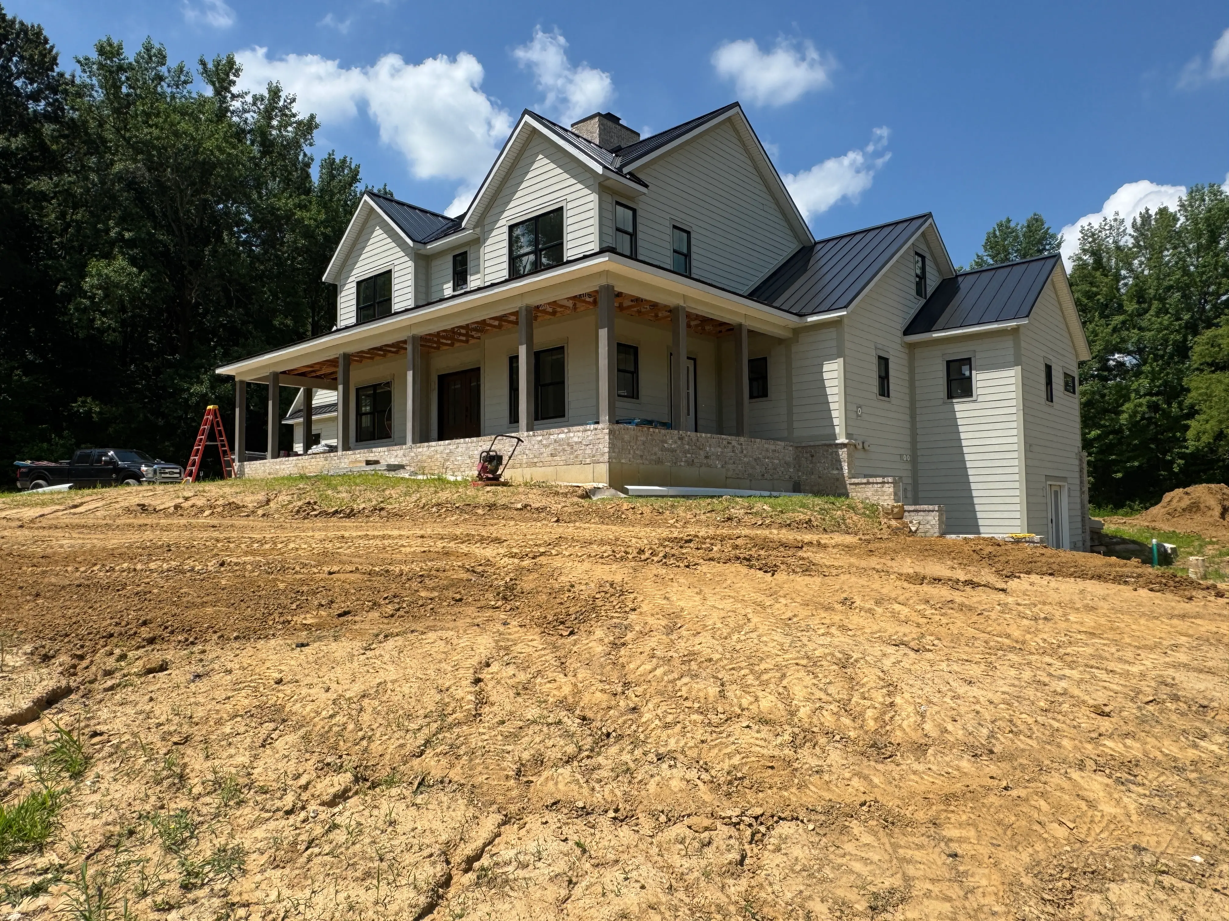 New gutter system installed during home construction
